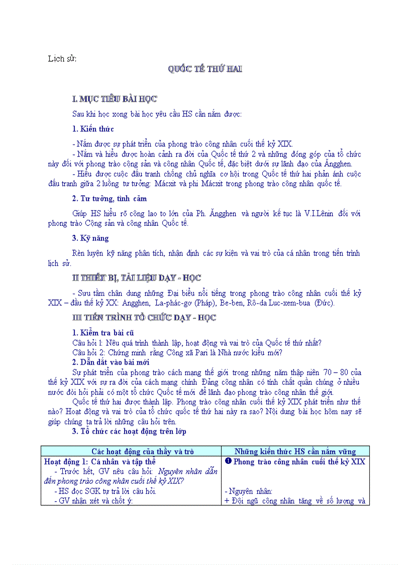 image for page Lịch sử QUỐC TẾ THỨ HAI