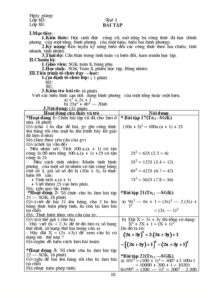 image for page Giáo án Đại số lớp 8 tiết 5