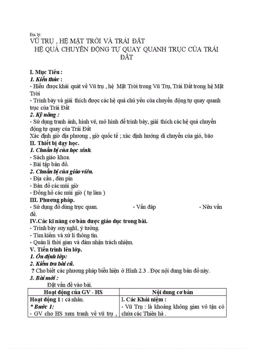 image for page Địa lý VŨ TRỤ HỆ MẶT TRỜI VÀ TRÁI ĐẤT HỆ QUẢ CHUYỂN ĐỘNG TỰ QUAY QUANH TRỤC CỦA TRÁI ĐẤT