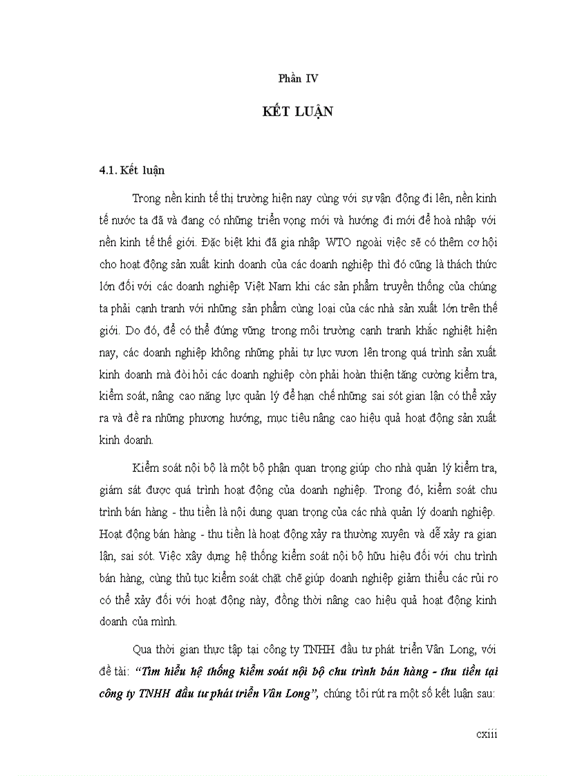 image for page Tìm hiểu hệ thống kiểm soát nội bộ chu trình bán hàng thu tiền tại công ty TNHH đầu tư phát triển Vân Long