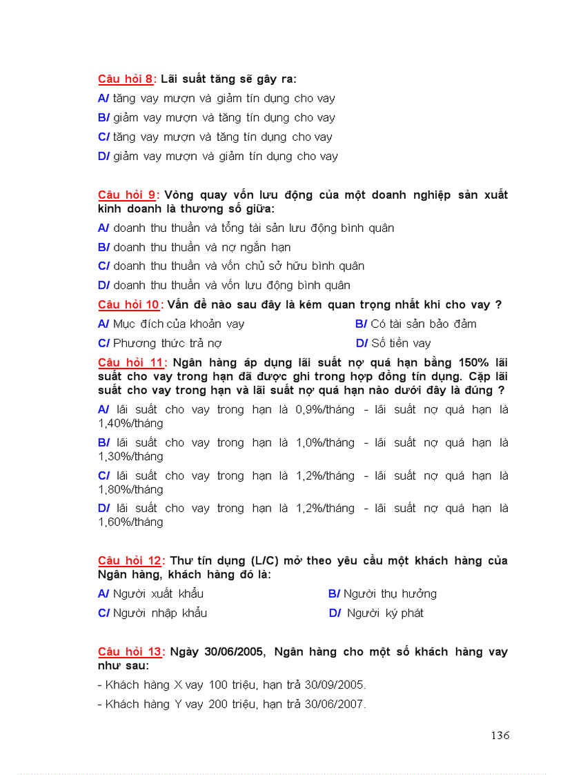 image for page Một số đề thi và các dạng câu hỏi vào các ngân hàng