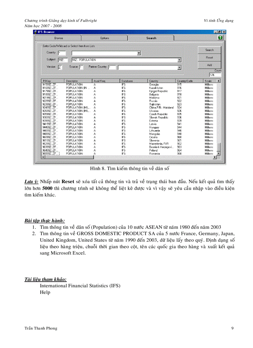 image for page Hướng dẫn sử dụng International Financial statistics IFS