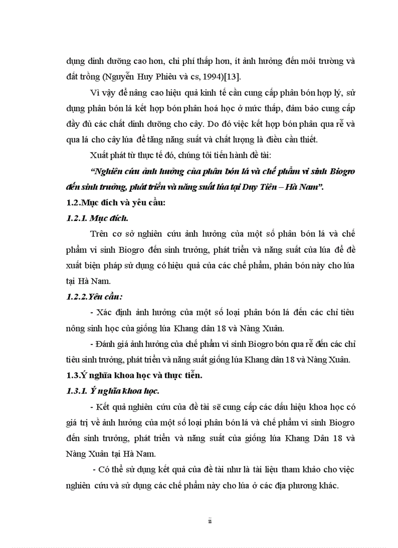 image for page Nghiên cứu ảnh hưởng của phân bón lá và chế phẩm vi sinh Biogro đến sinh trưởng phát triển và năng suất lúa tại Duy Tiên Hà Nam