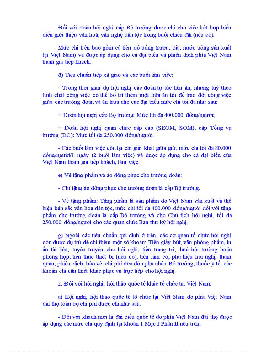 image for page Quy định chế độ chi tiêu đón tiếp khách nước ngoài vào làm việc tại Việt Nam chi tiêu tổ chức các hội nghị hội thảo quốc tế tại Việt Nam và chi tiêu tiếp khách trong nước