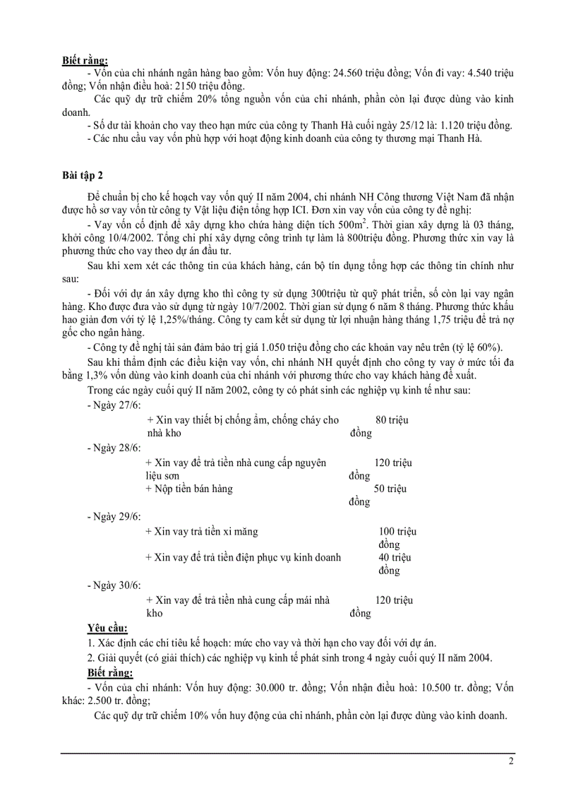 image for page Bài tập tín dụng