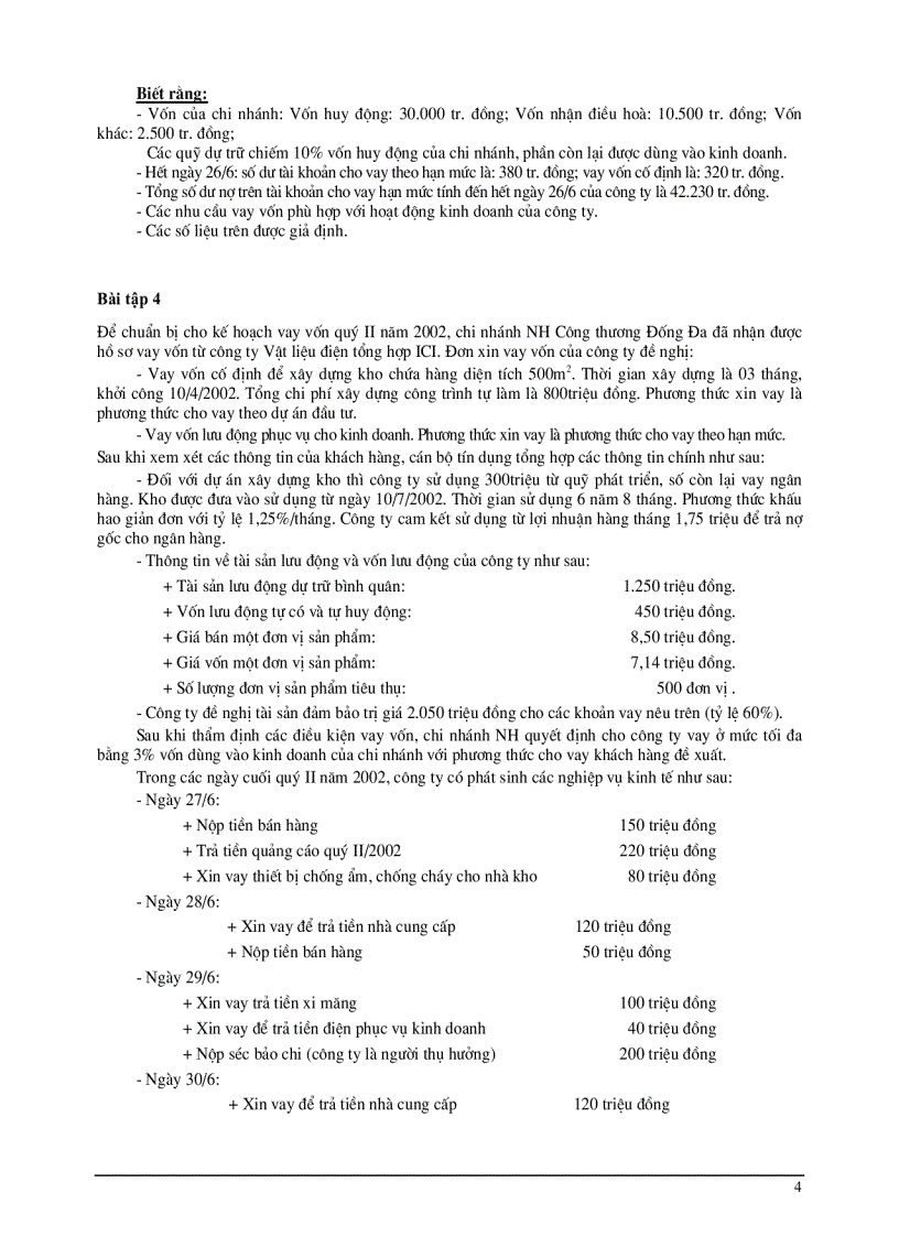 image for page Bài tập tín dụng