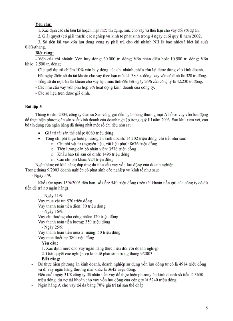 image for page Bài tập tín dụng