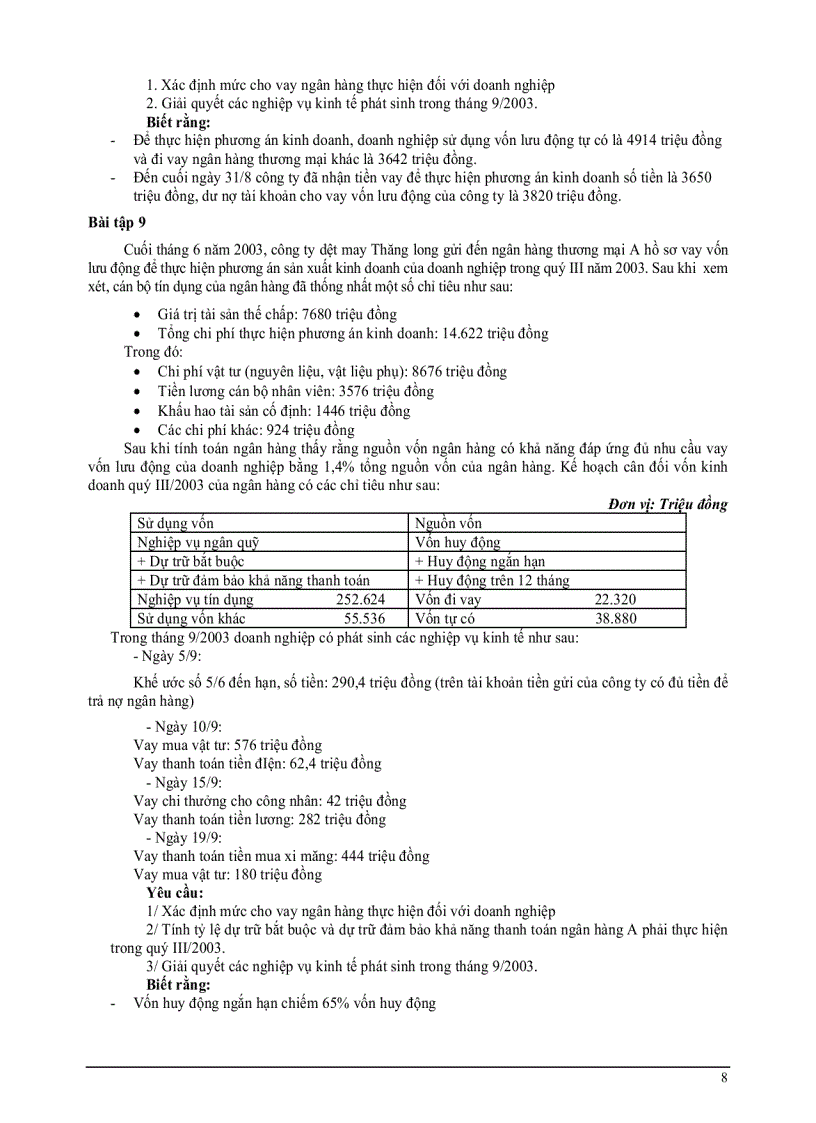 image for page Bài tập tín dụng