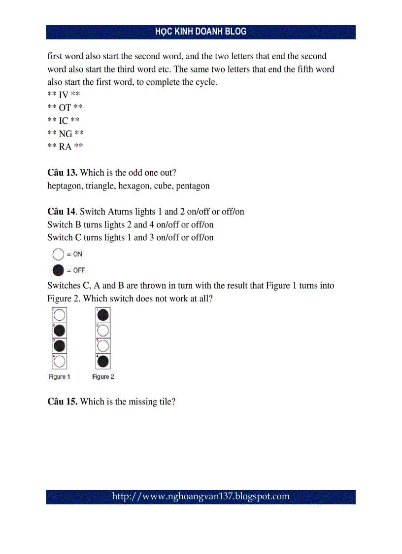 image for page Đề thi IQ tiếng anh vào các ngân hàng