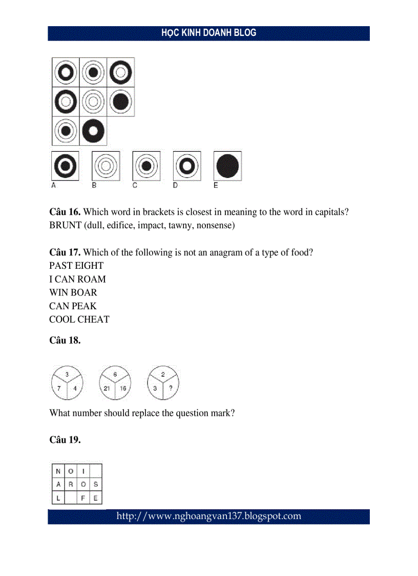 image for page Đề thi IQ tiếng anh vào các ngân hàng