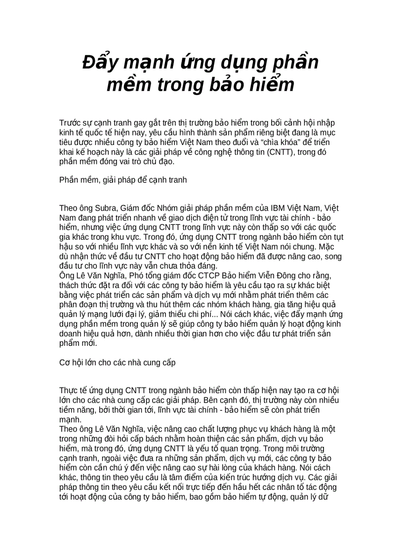 image for page Đẩy mạnh ứng dụng phần mềm trong bảo hiểm