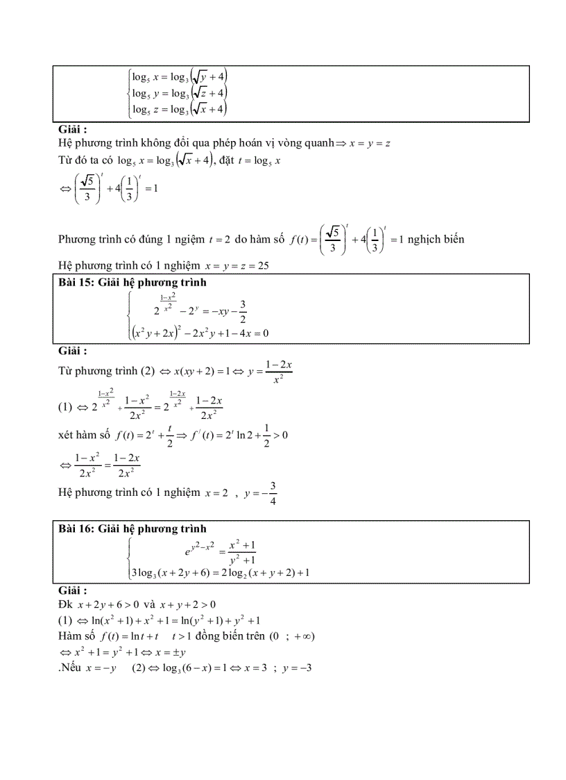 image for page Bài tập Giải phương trình hệ phương trình sử dụng đạo hàm