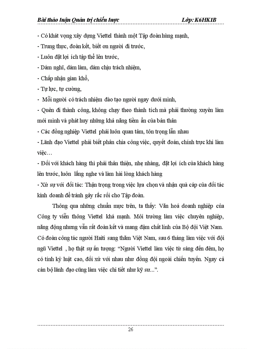 image for page Bài thảo luận Quản trị chiến lược PHIẾU PHÂN TÍCH CHIẾN LƯỢC CỦA CÔNG TY VIỄN THÔNG VIETTEL