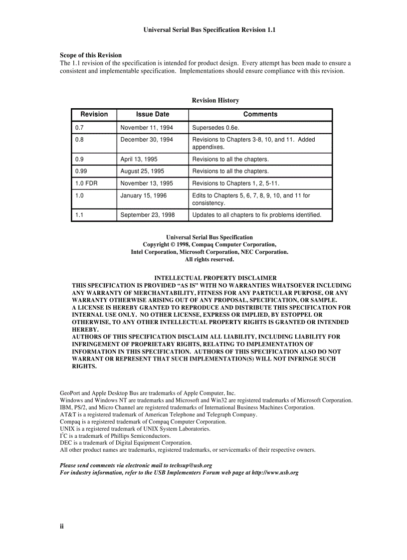 image for page Universal Serial Bus Specification