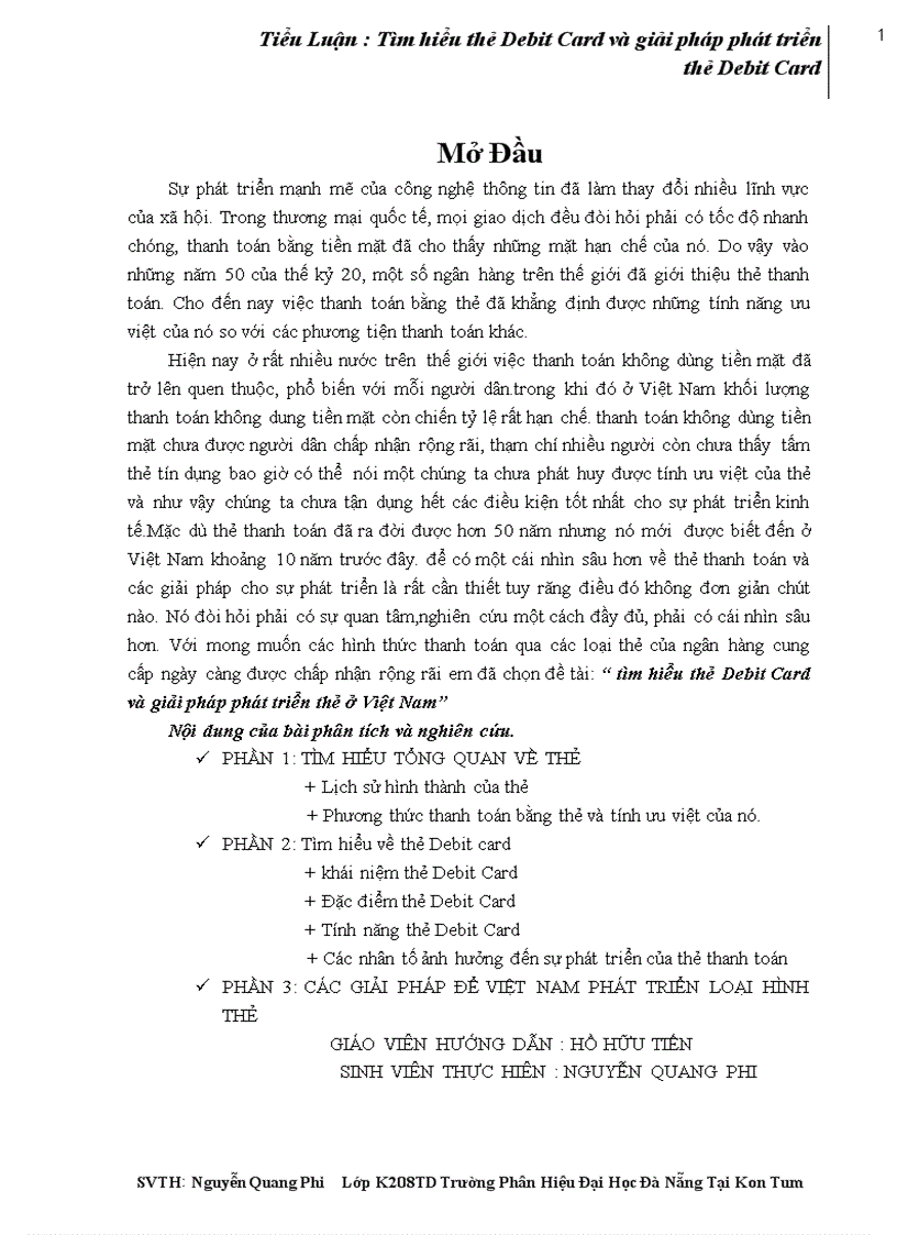 image for page Tiểu Luận Tìm hiểu thẻ Debit Card và giải pháp phát triển thẻ Debit Card