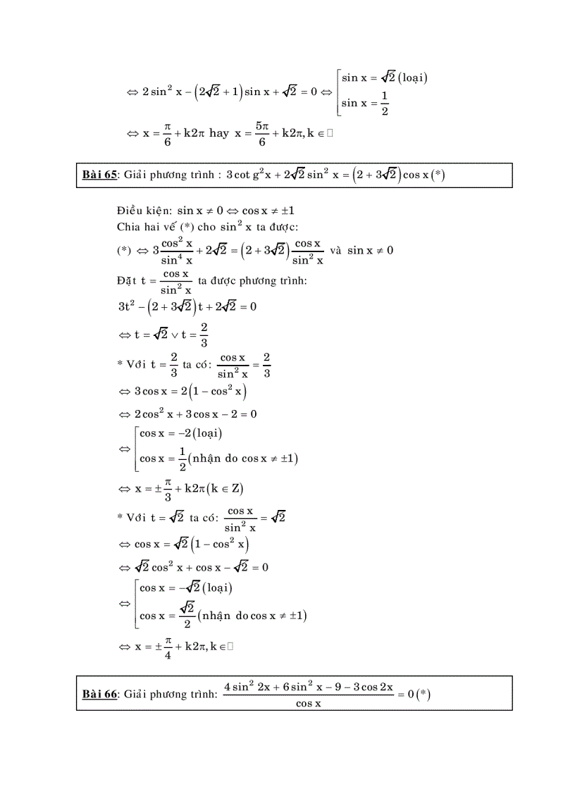 Phương trình bậc hai với các hàm số lượng giác