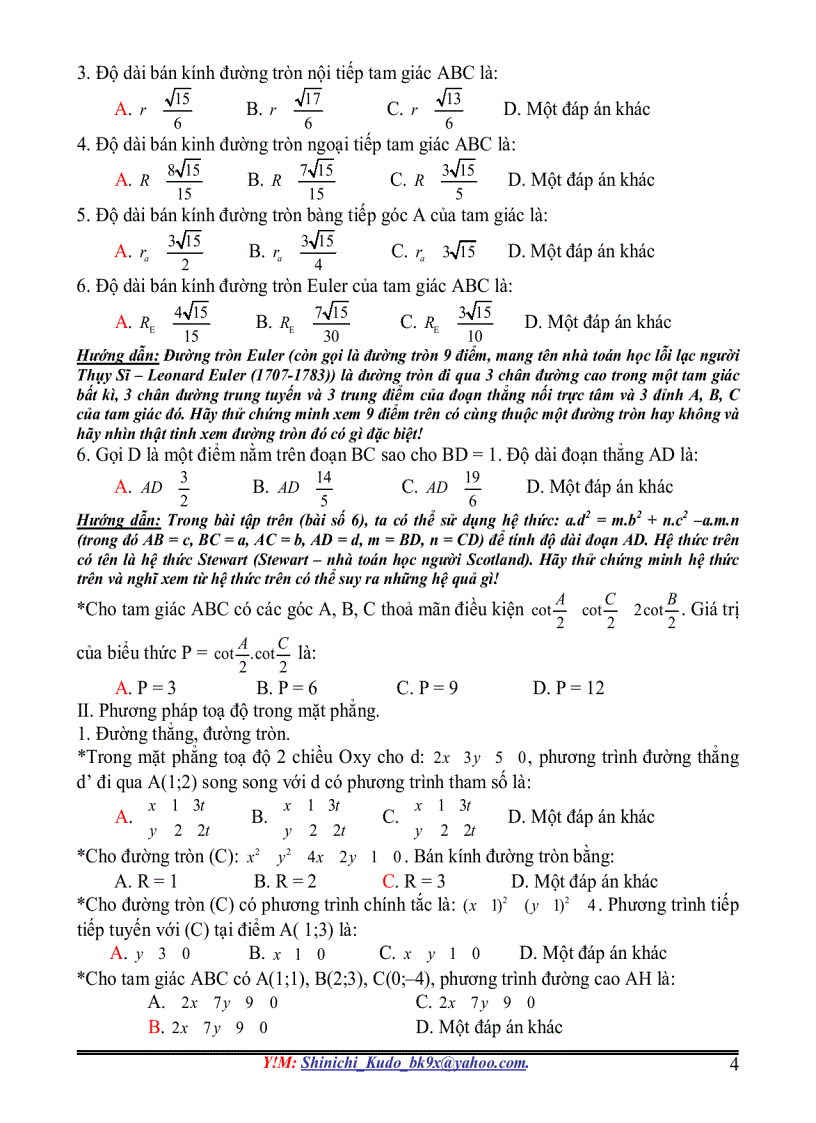 image for page Tuyển tập các câu hỏi trắc nghiệm hình học thpt