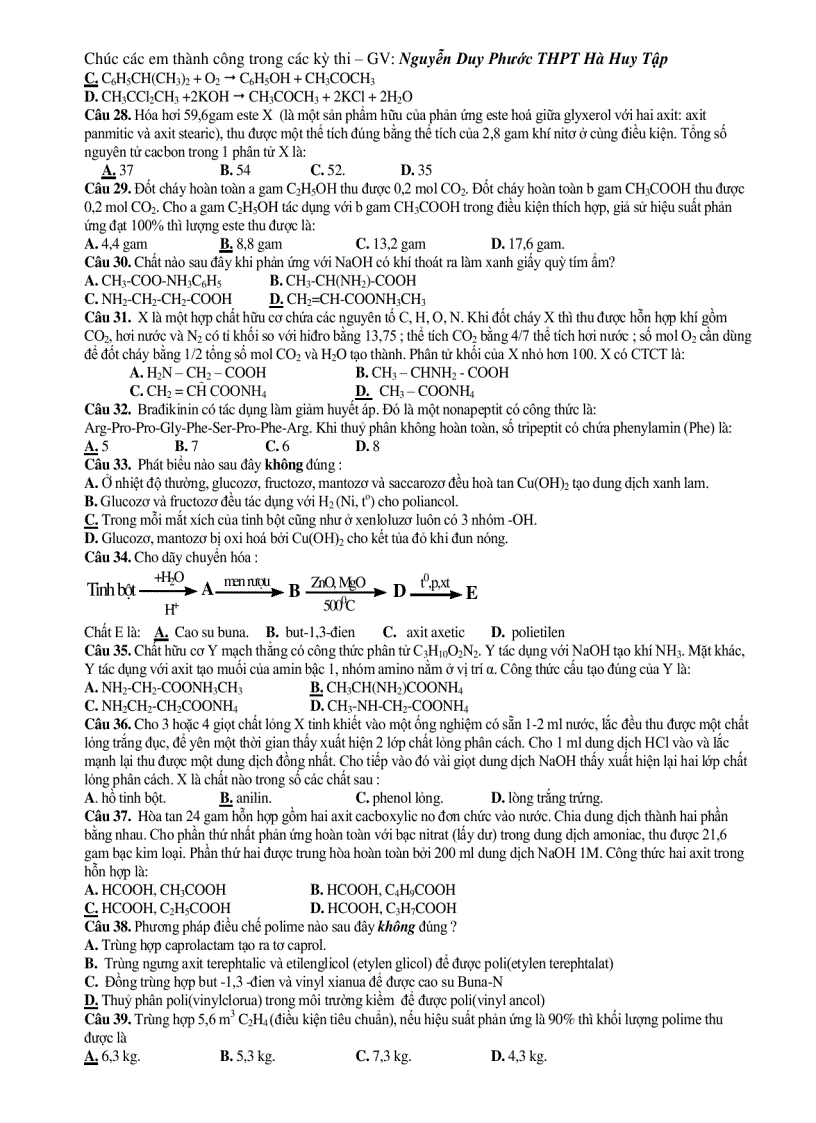 image for page ĐỀ THI THỬ ĐẠI HỌC NĂM 2009 Môn thi HOÁ HỌC