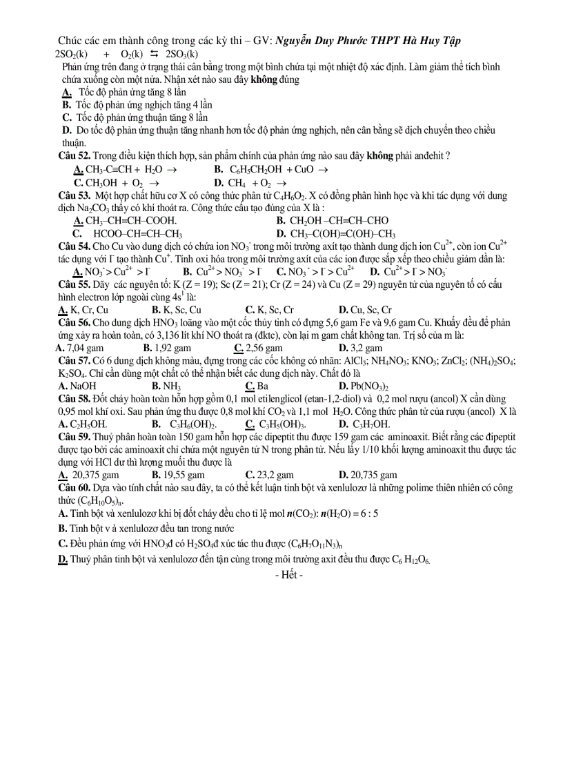 image for page ĐỀ THI THỬ ĐẠI HỌC NĂM 2009 Môn thi HOÁ HỌC