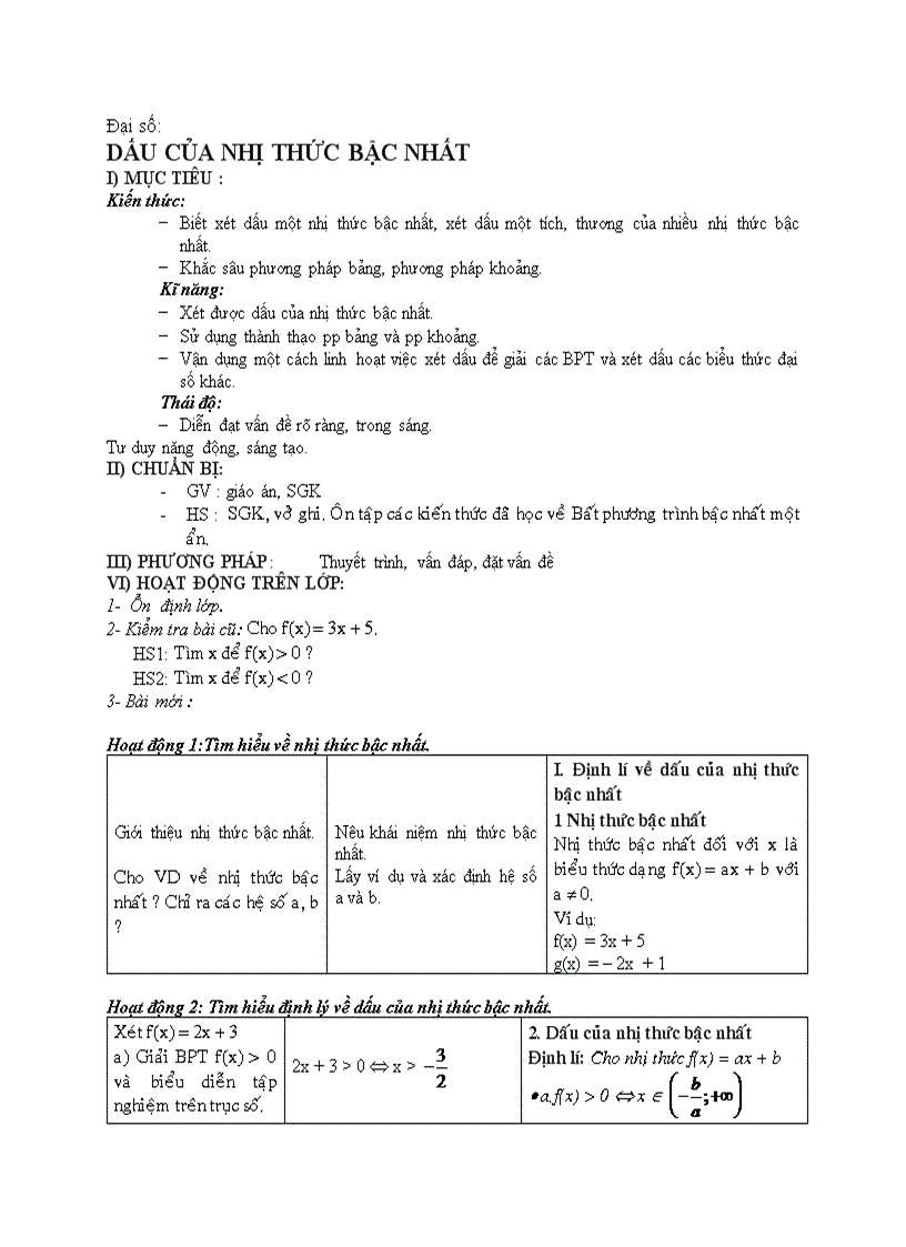 image for page Đại số DẤU CỦA NHỊ THỨC BẬC NHẤT