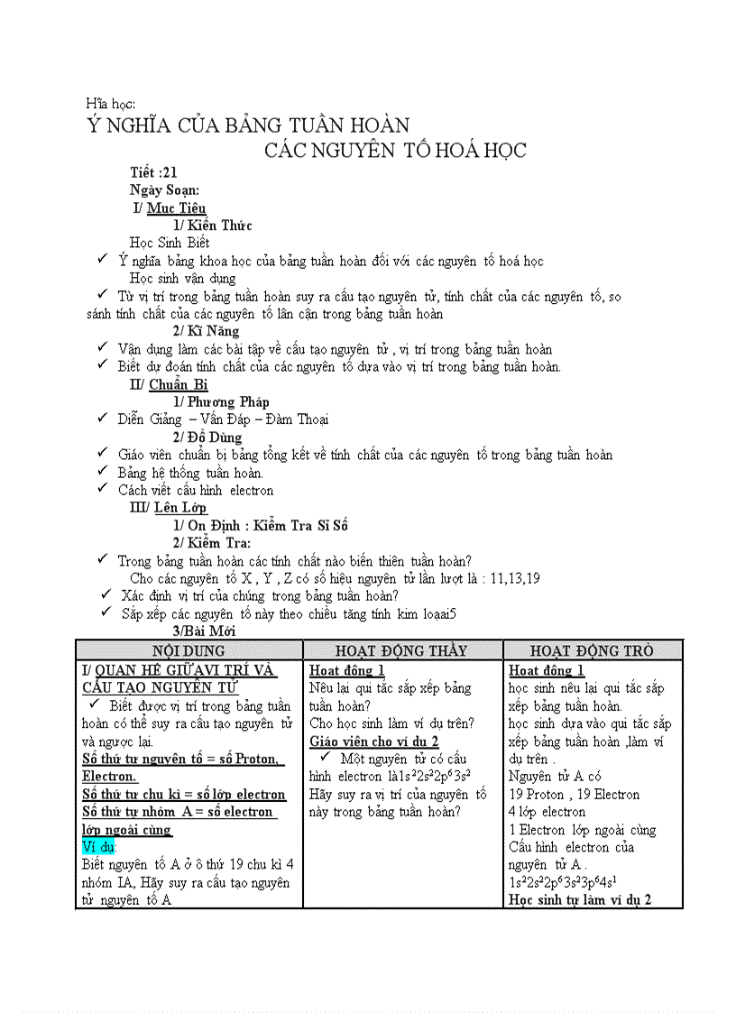 image for page Hóa học Ý NGHĨA CỦA BẢNG TUẦN HOÀN CÁC NGUYÊN TỐ HOÁ HỌC