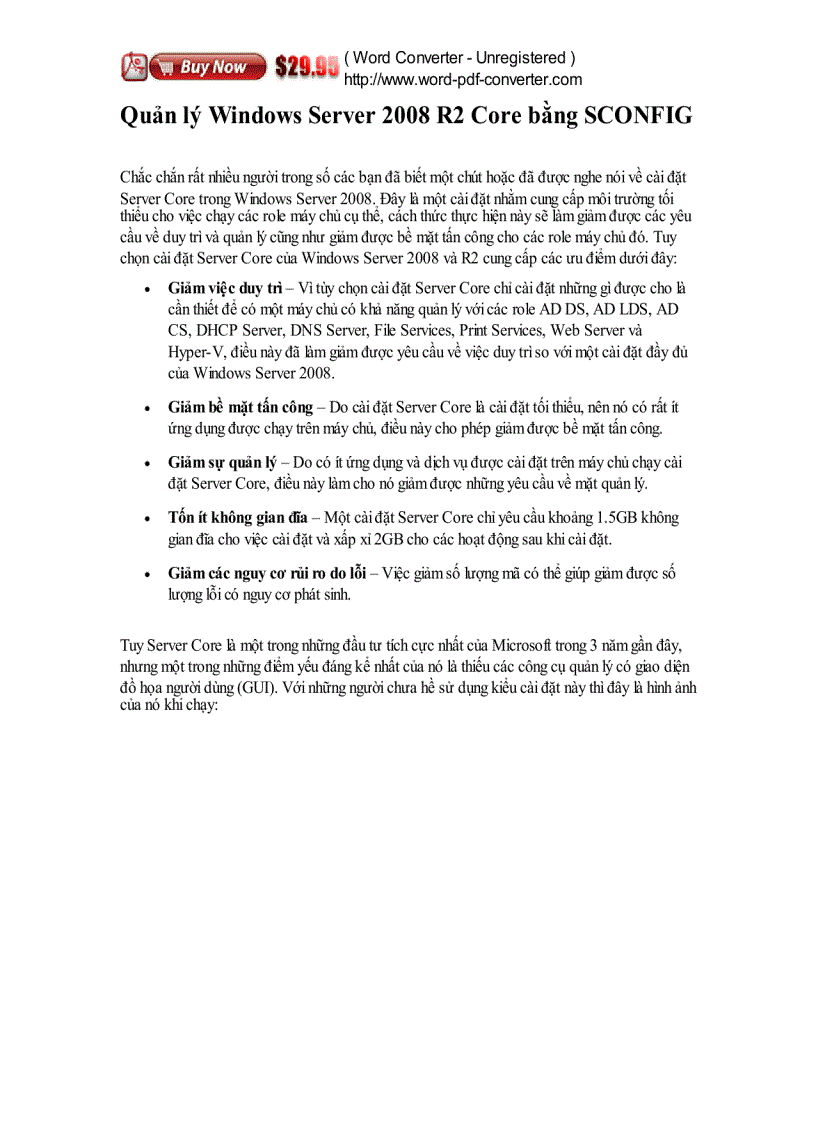 image for page Quản lý Windows Server 2008 R2 Core bằng SCONFIG
