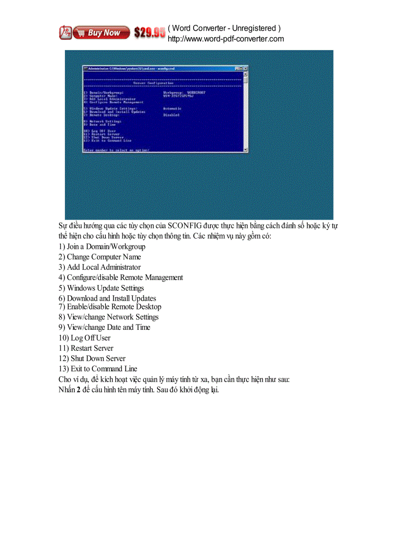 image for page Quản lý Windows Server 2008 R2 Core bằng SCONFIG