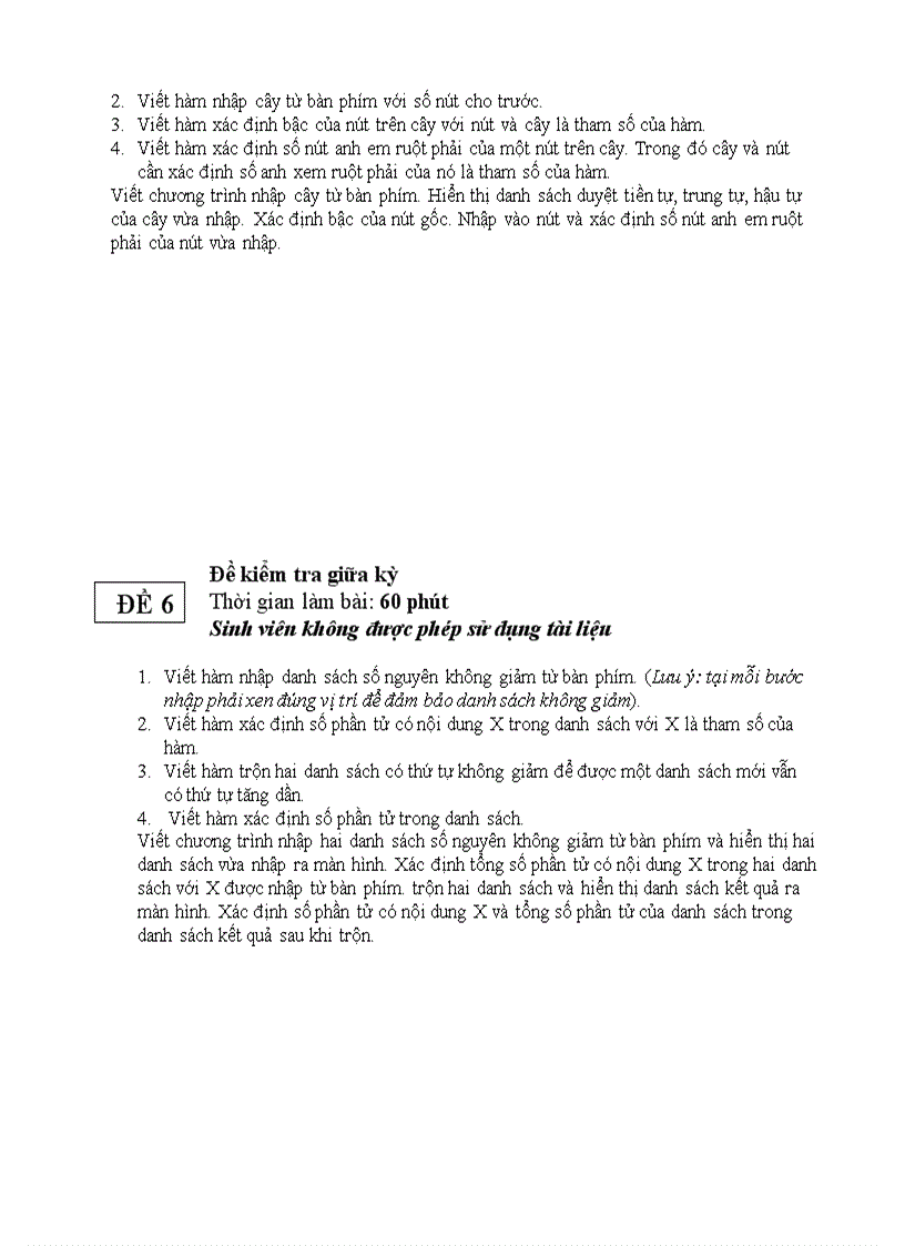 image for page Một số đề thi thực hành môn cấu trúc dữ liệu