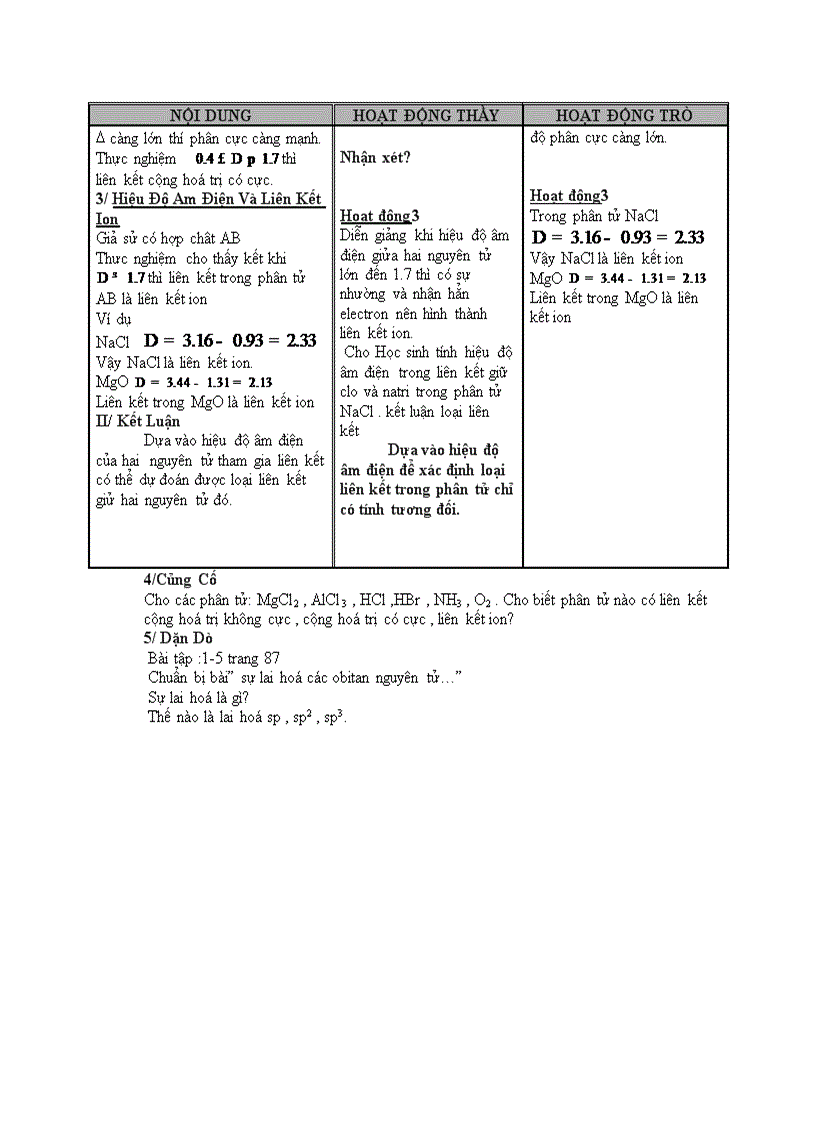 image for page Hóa học HIỆU ĐỘ ÂM ĐIỆN VÀ LIÊN KẾT HOÁ HỌC