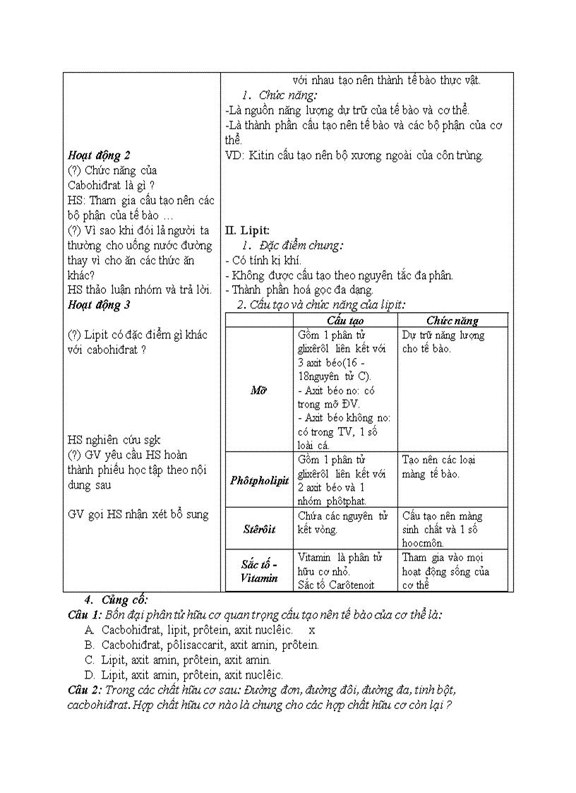 image for page Sinh học CACBOHIĐRAT VÀ LIPIT