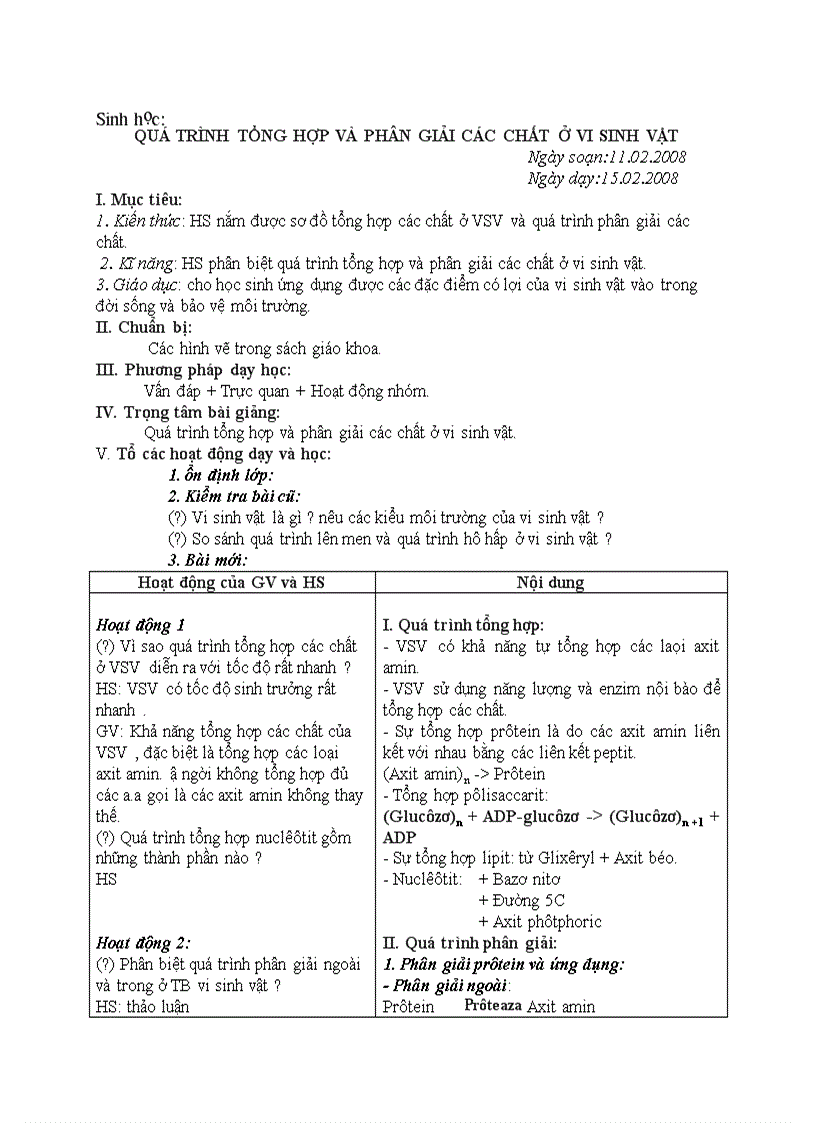 image for page Sinh học QUÁ TRÌNH TỔNG HỢP VÀ PHÂN GIẢI CÁC CHẤT Ở VI SINH VẬT