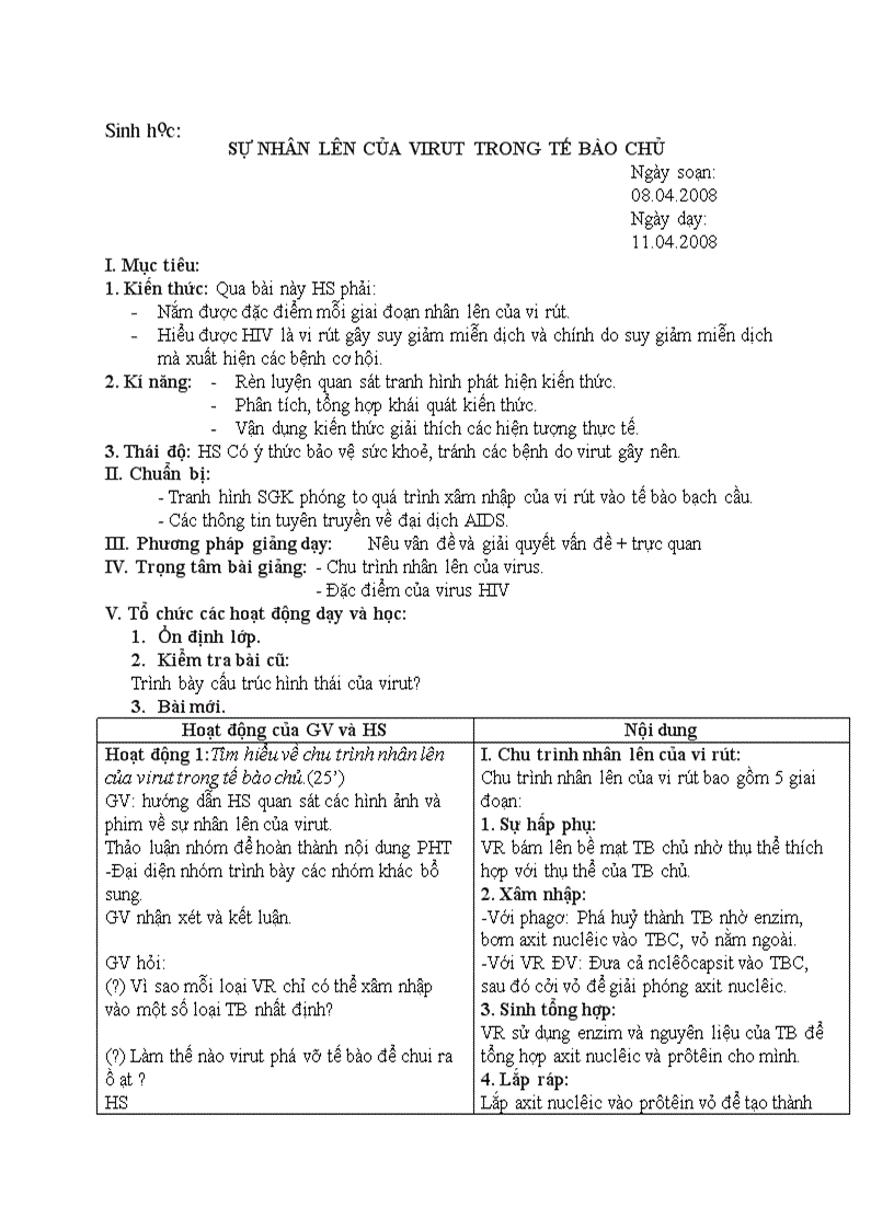 image for page Sinh học SỰ NHÂN LÊN CỦA VIRUT TRONG TẾ BÀO CHỦ