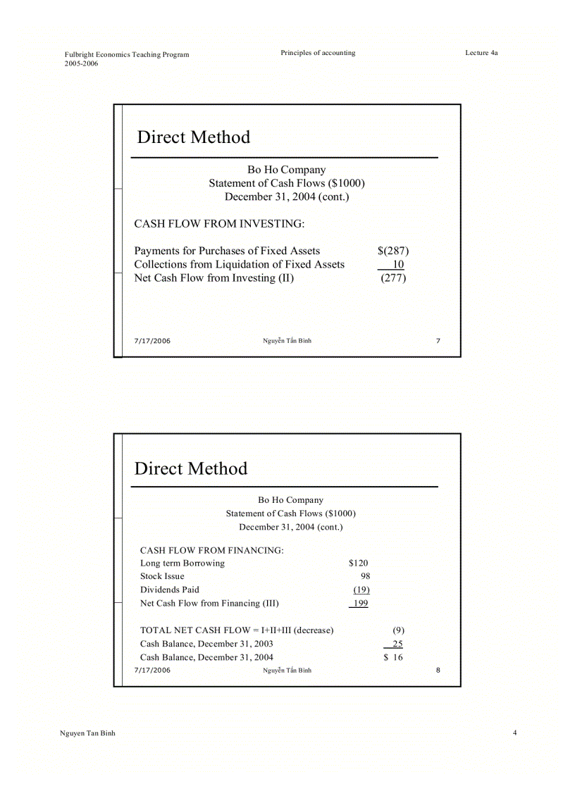 Principles of Accounting Preparing the Statement of Cash Flows