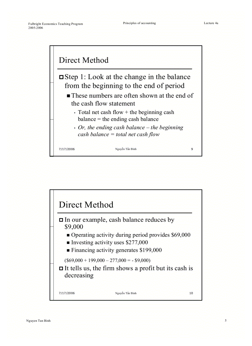 Principles of Accounting Preparing the Statement of Cash Flows