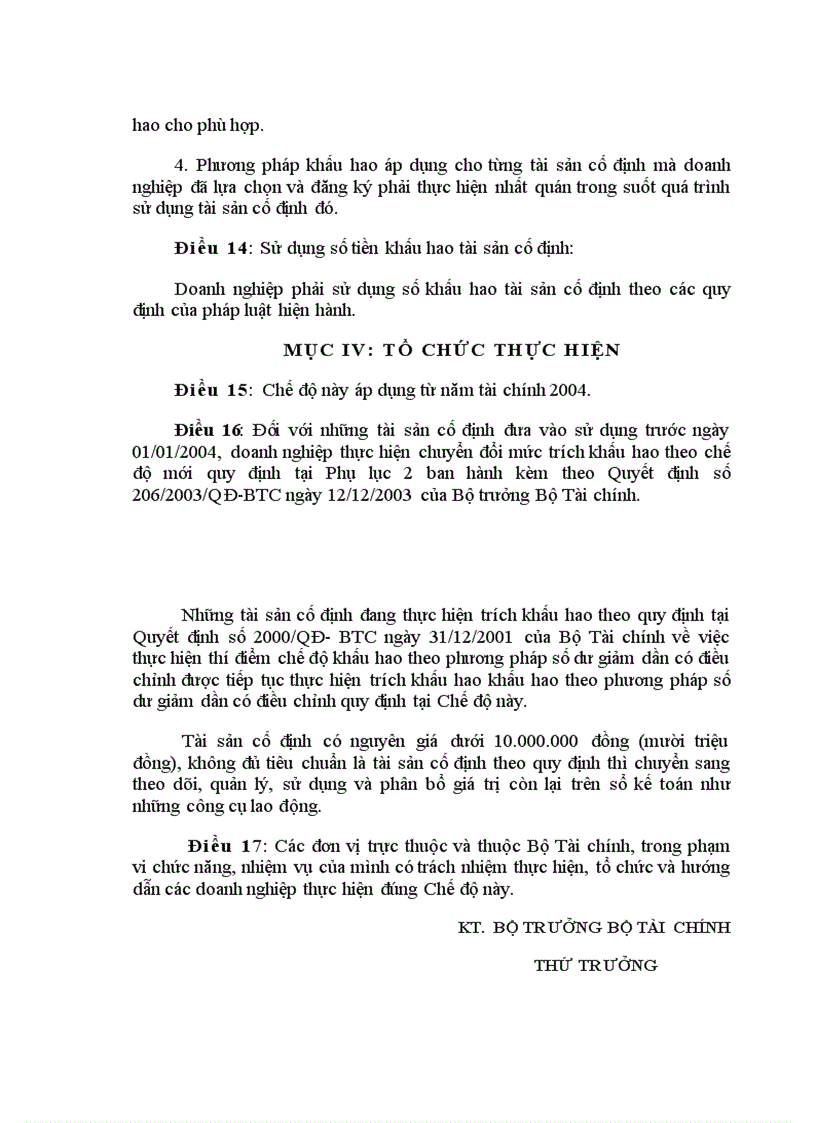 image for page Quyết định 206 về ban hành Chế độ quản lý sử dụng và trích khấu hao tài sản cố định