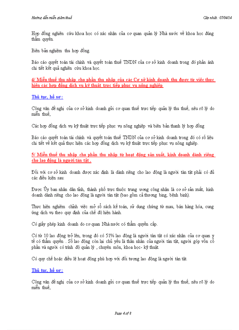 image for page Các quy định về miễn giảm thuế đối với các cơ sở kinh doanh