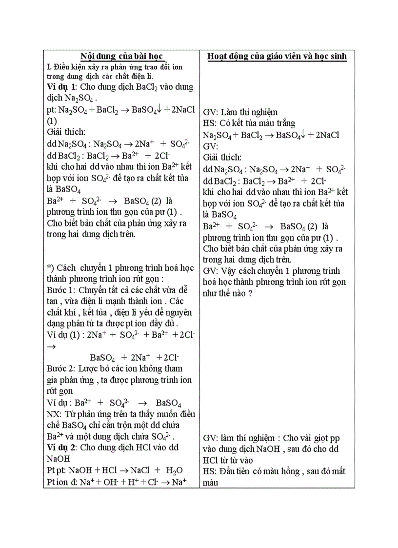 image for page Hóa học Phản ứng trao đổi ion trong dung dịch chất điện li