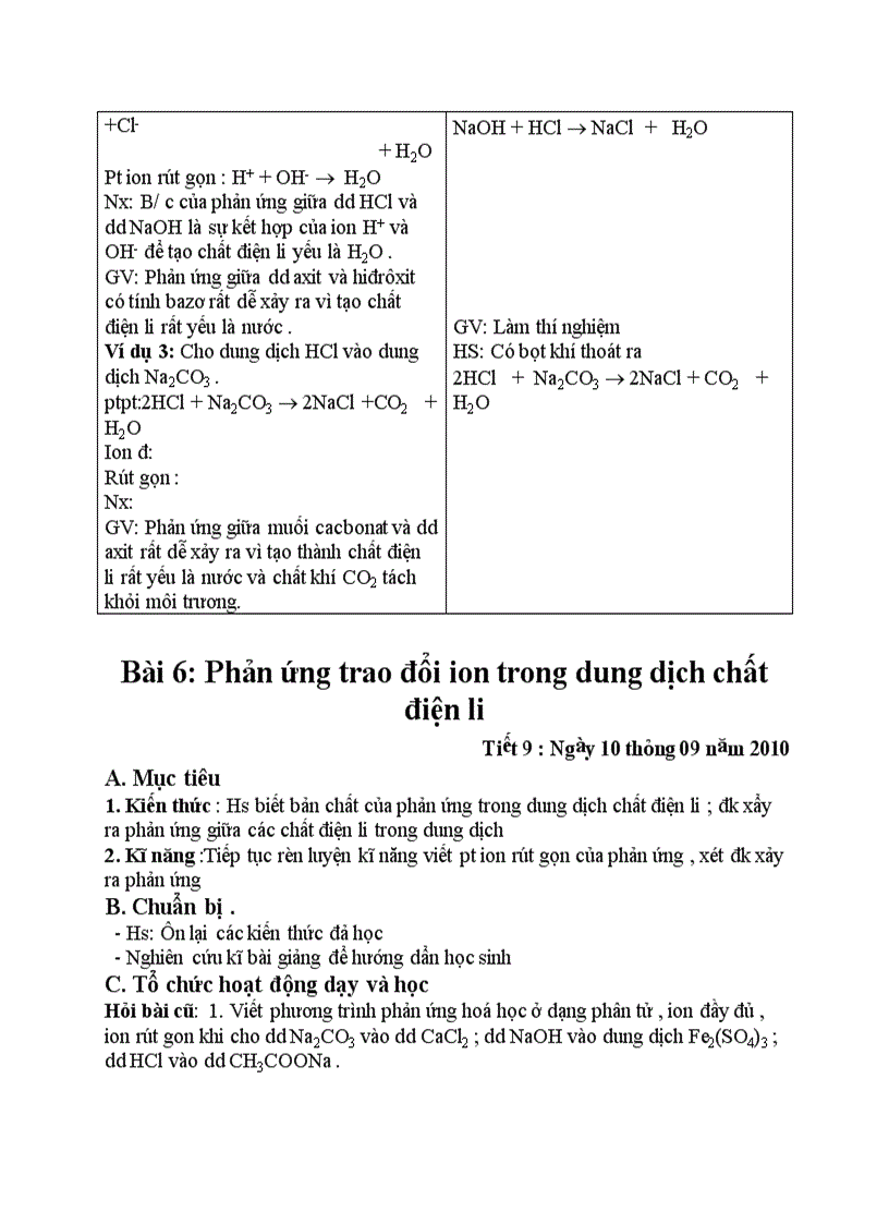 image for page Hóa học Phản ứng trao đổi ion trong dung dịch chất điện li