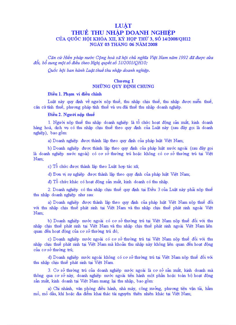 image for page Luật thuế TNDN mới nhất 14 2008 QH12