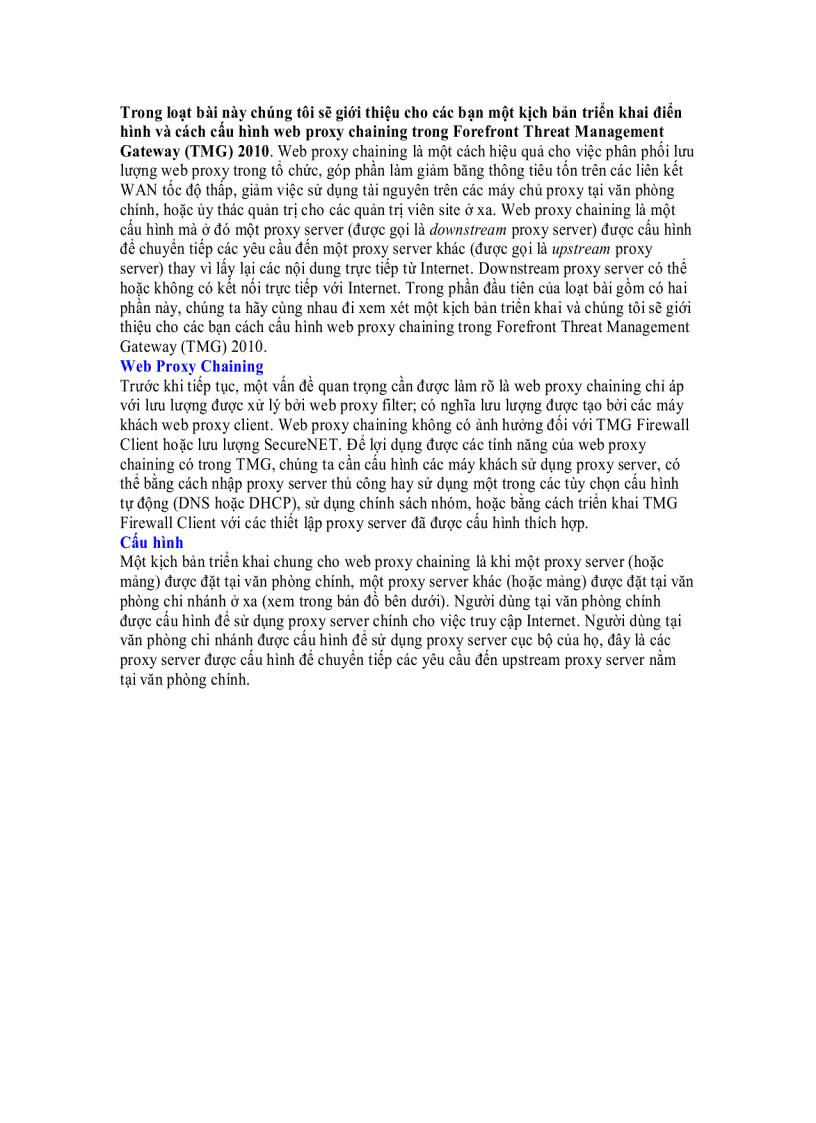 image for page Cấu hình Web Proxy Chaining trong Forefront TMG 2010 Phần 1