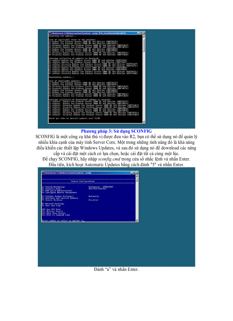 5 cách cài đặt các nâng cấp trên Windows Server 2008 R2 Core
