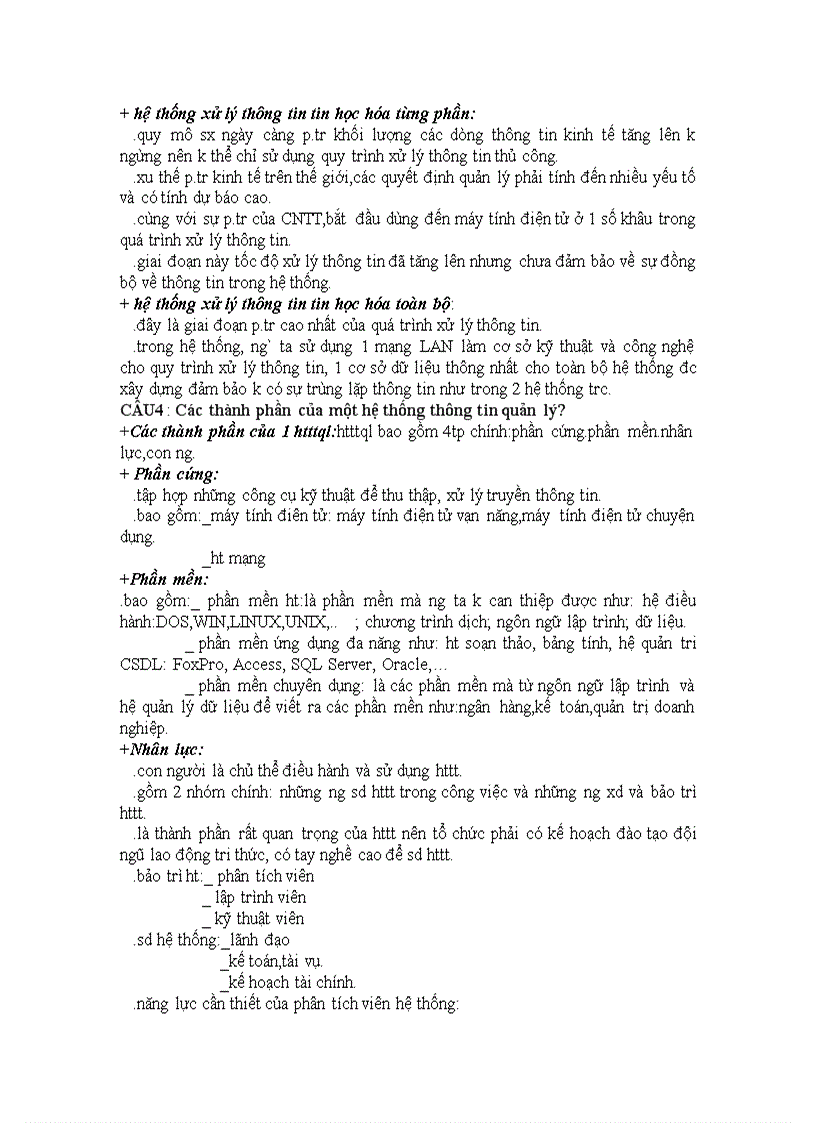 image for page Câu hỏi và đáp án môn hệ thống thông tin quản lý