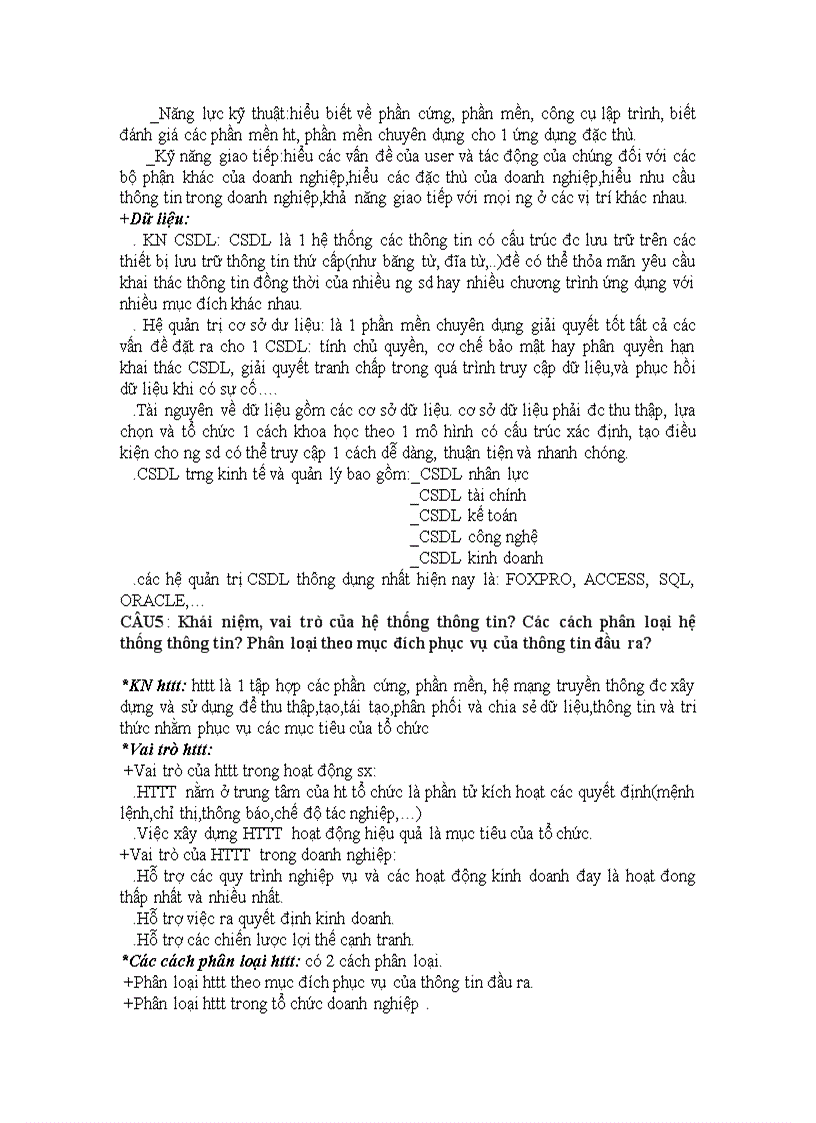 image for page Câu hỏi và đáp án môn hệ thống thông tin quản lý