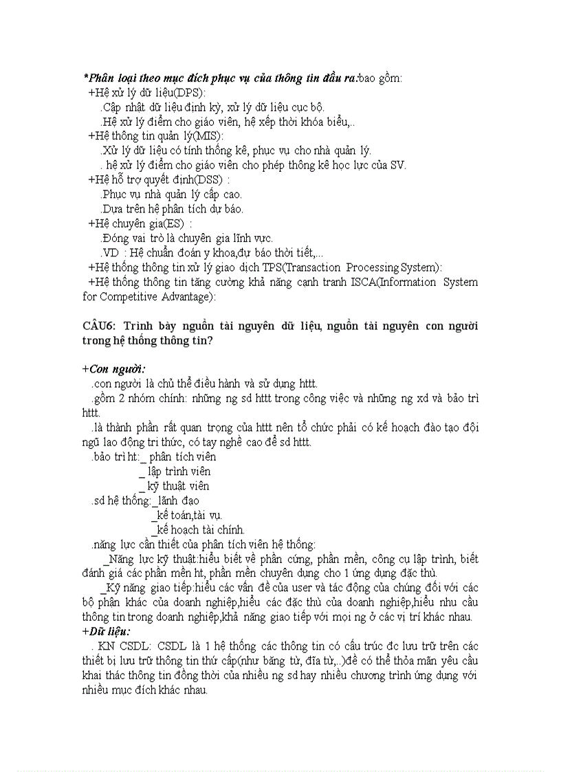 image for page Câu hỏi và đáp án môn hệ thống thông tin quản lý