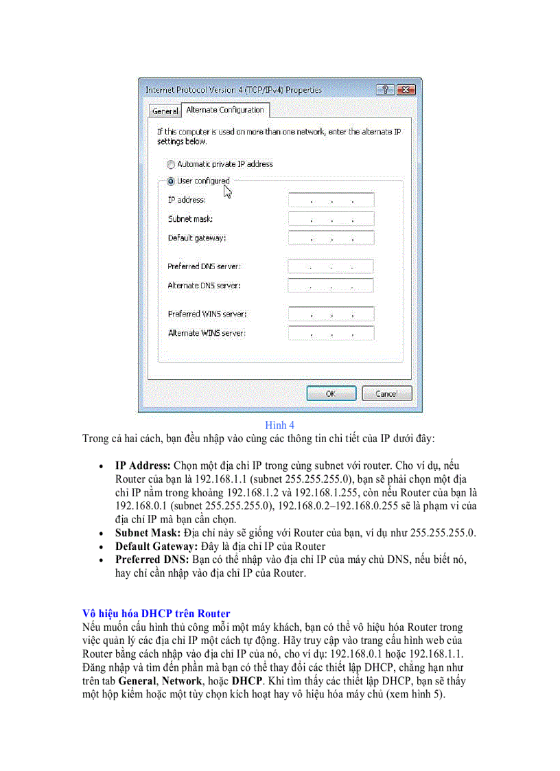 image for page Sử dụng địa chỉ IP tĩnh trong mạng