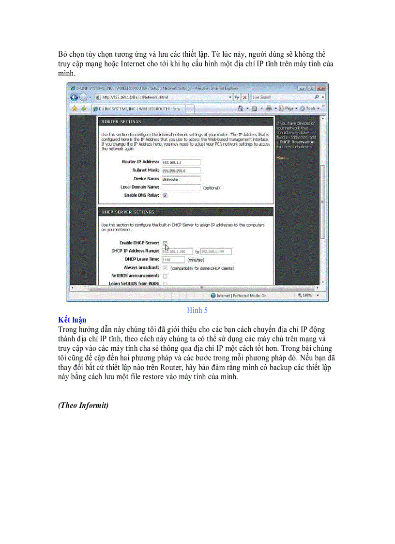 image for page Sử dụng địa chỉ IP tĩnh trong mạng