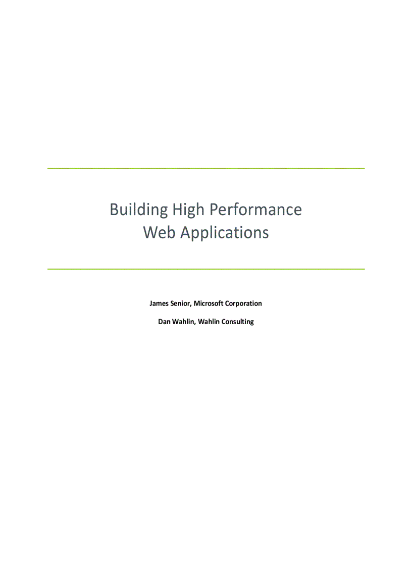 Building High Performance Web Applications