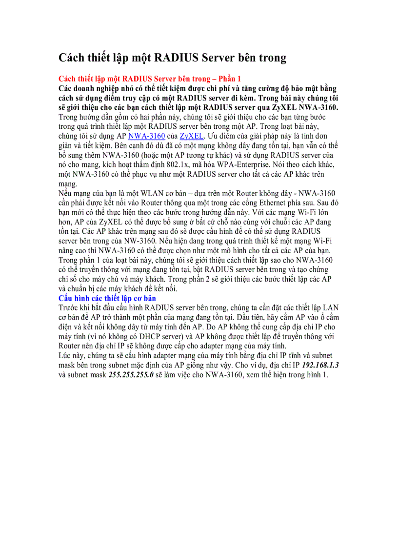 image for page Cách thiết lập một RADIUS Server bên trong Phần 1