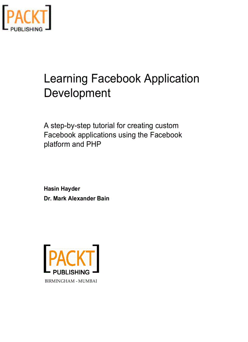 Learning Facebook Application Development