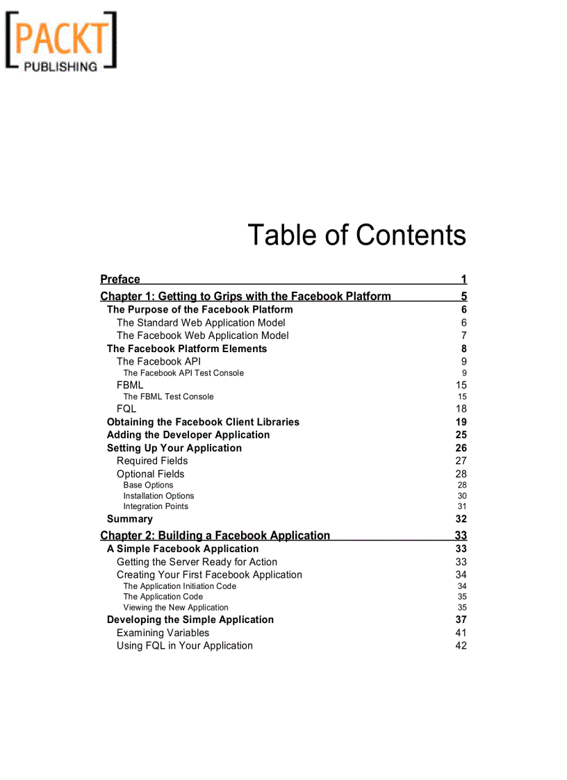 image for page Learning Facebook Application Development